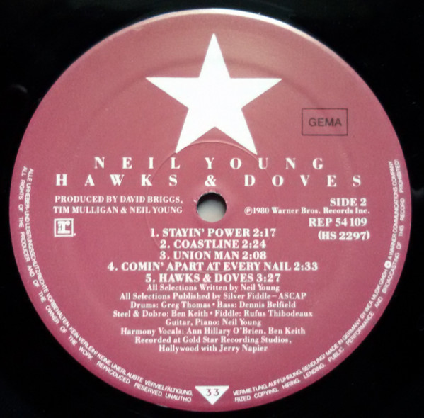 Neil Young - Hawks & Doves | Reprise Records (REP 54 109) - 3