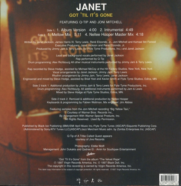 Janet Jackson Featuring Q-Tip And Joni Mitchell - Got 'Til It's Gone | Virgin (VST 1666) - 2