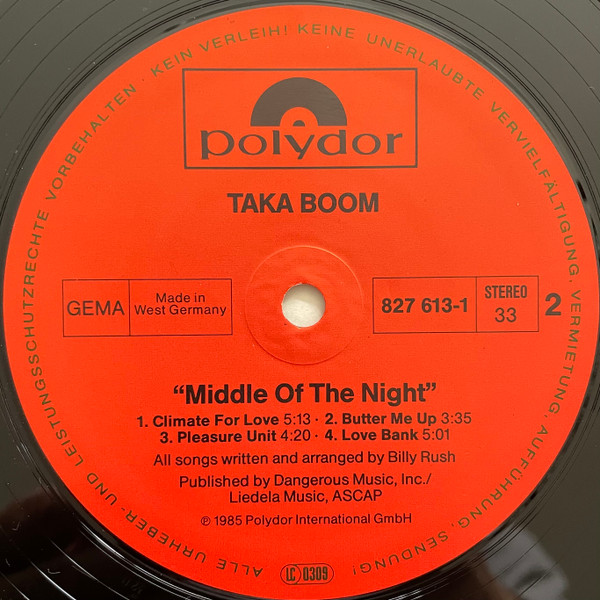 Taka Boom - Middle Of The Night | Polydor (827 613-1) - 4