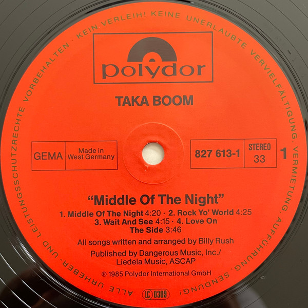 Taka Boom - Middle Of The Night | Polydor (827 613-1) - 3