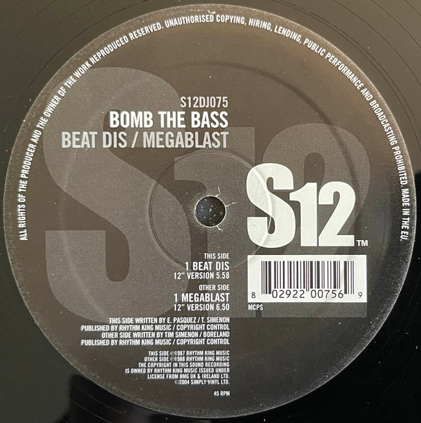 Bomb The Bass - Beat Dis / Megablast | S12 (S12DJ075) - 3