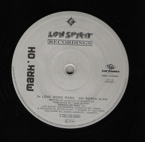 Mark 'Oh - Love Song (Remix) | Low Spirit Recordings (853 429-1)