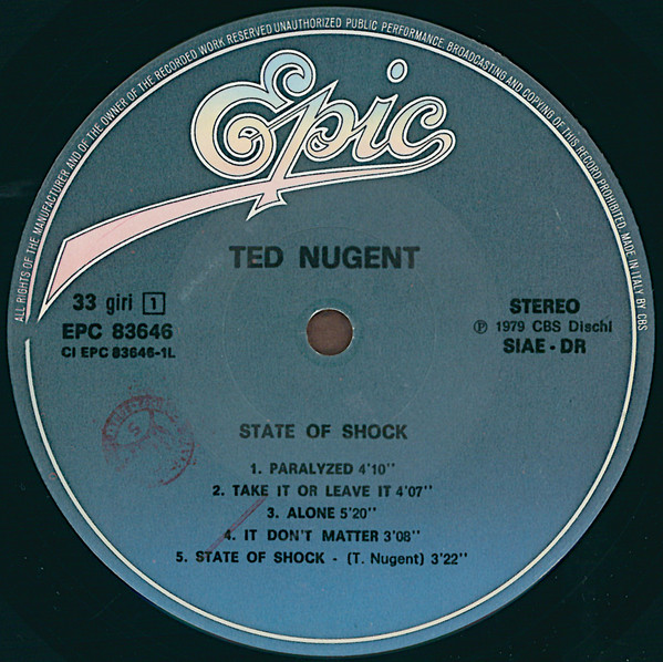 Ted Nugent - State Of Shock | Epic (EPC 83646) - main