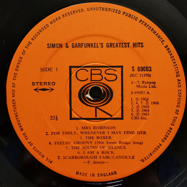 Simon & Garfunkel - Simon And Garfunkel's Greatest Hits | CBS (S 69003) - 3