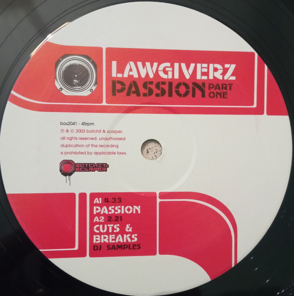 Lawgiverz - Passion Part One | Botchit & Scarper (bos2041) - 3