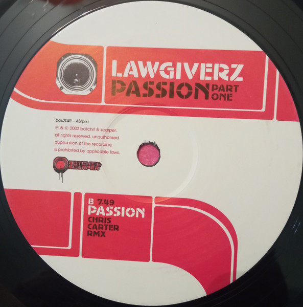 Lawgiverz - Passion Part One | Botchit & Scarper (bos2041) - 4