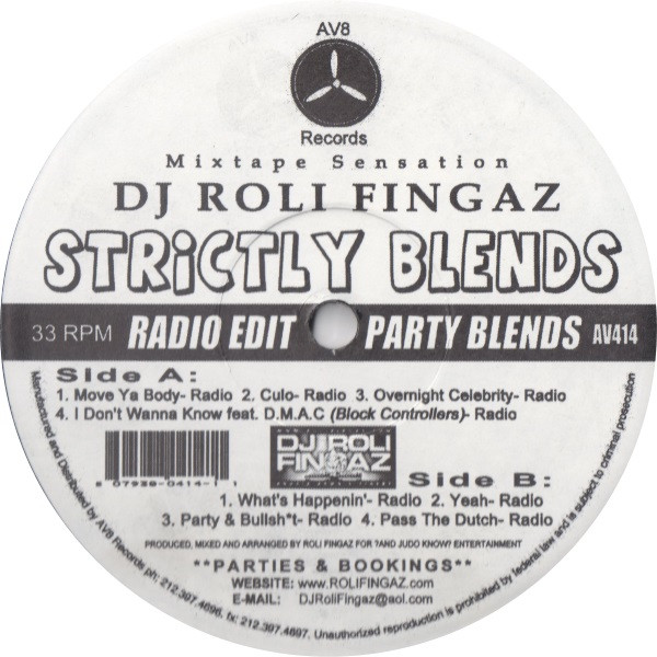 DJ Roll Fingaz - Strictly Blends | AV8 Records (AV414)
