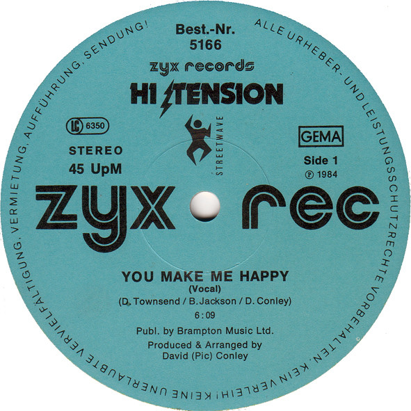 Hi-Tension - You Make Me Happy / Rat Race (Remix) | ZYX Records (ZYX 5166) - 3