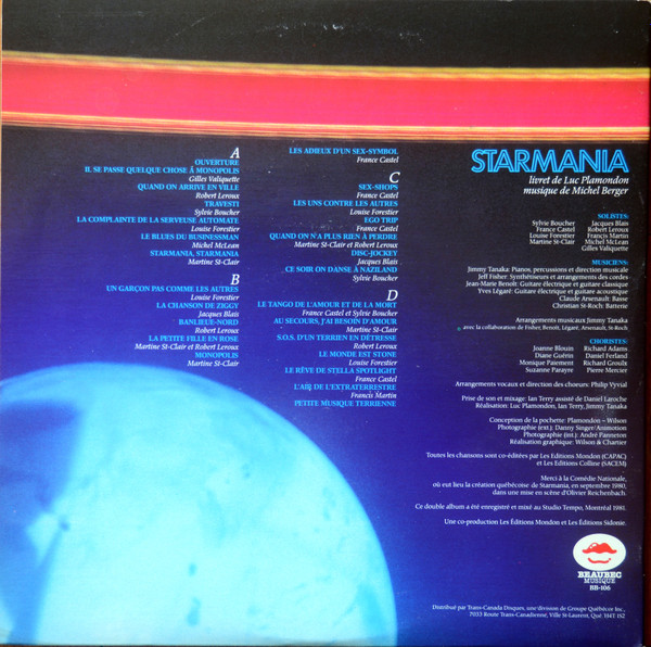Michel Berger / Luc Plamondon - Starmania Made In Québec | Beaubec Musique (BB-106) - 4