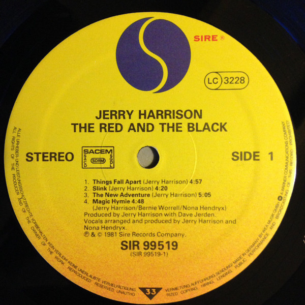 Jerry Harrison - The Red And The Black | Sire (SIR 99519) - 4