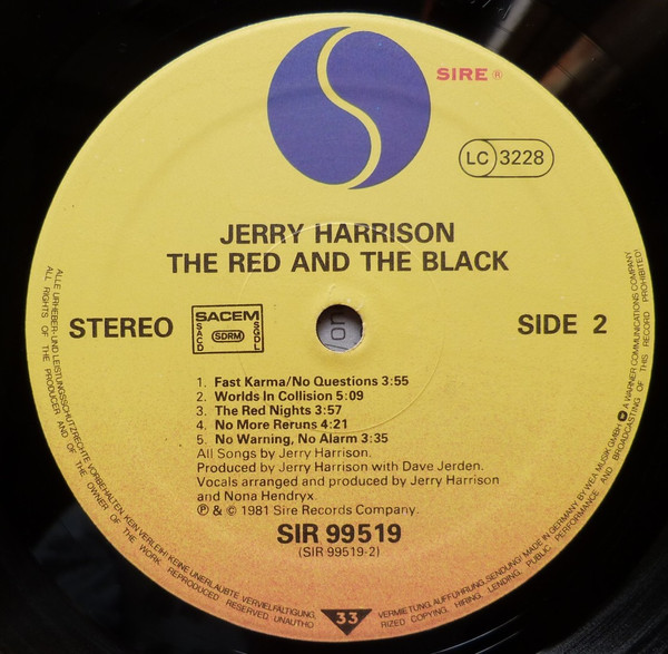 Jerry Harrison - The Red And The Black | Sire (SIR 99519) - 3