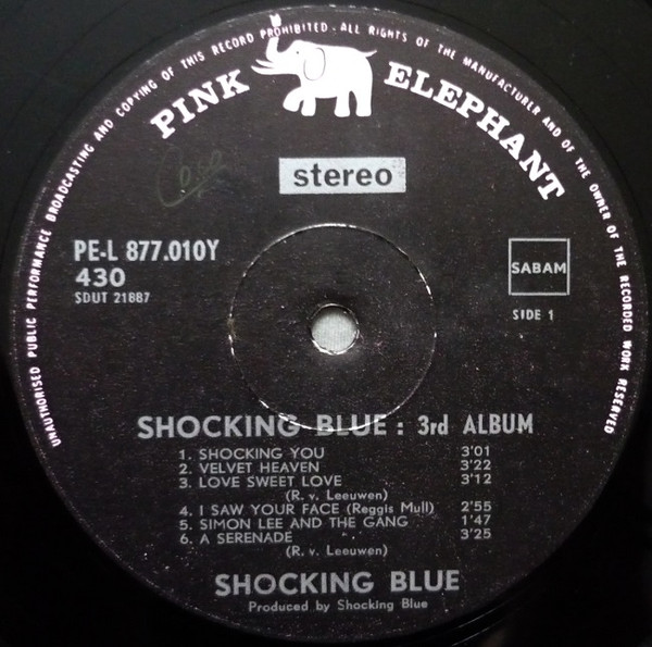 Shocking Blue - 3rd Album | Pink Elephant (PE-L 877.010 Y 430) - 3 Shocking Blue - 3rd Album | Pink Elephant (PE-L 877.010 Y 430) - 3