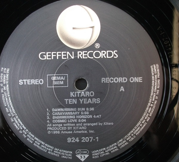 Kitaro - Ten Years | Geffen Records (924 207-1) - 3