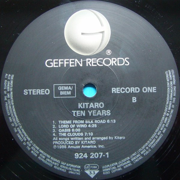Kitaro - Ten Years | Geffen Records (924 207-1) - 4