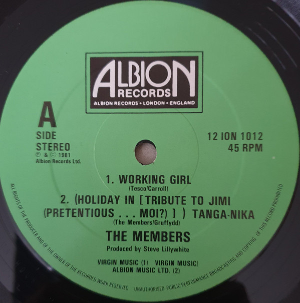 The Members - Working Girl | Albion Records (12 ION 1012) The Members - Working Girl | Albion Records (12 ION 1012)