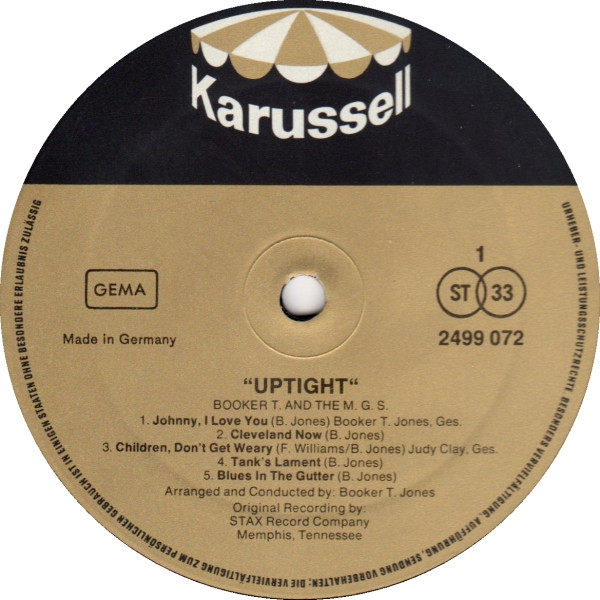 Booker T & The MG's - Uptight | Karussell (2499 072) - 3