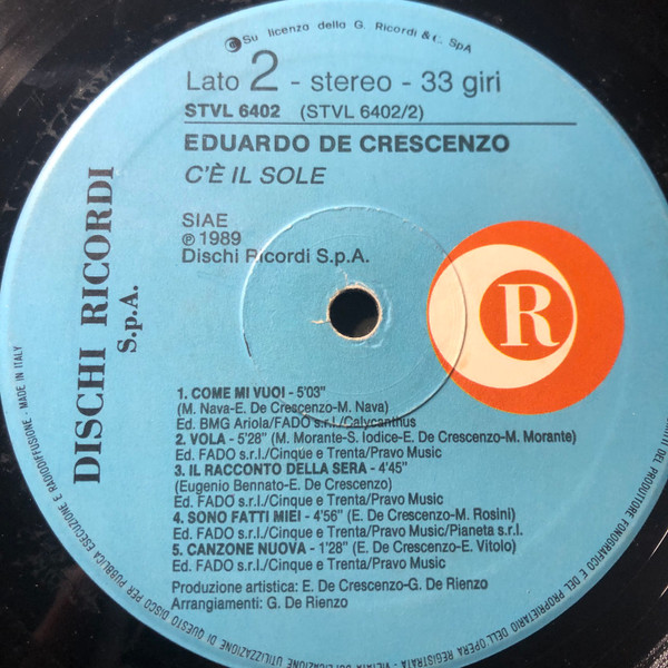 Eduardo De Crescenzo - C'È Il Sole | Ricordi (STVL 6402) - 4 Eduardo De Crescenzo - C'È Il Sole | Ricordi (STVL 6402) - 4