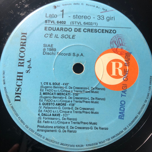 Eduardo De Crescenzo - C'È Il Sole | Ricordi (STVL 6402) - 3 Eduardo De Crescenzo - C'È Il Sole | Ricordi (STVL 6402) - 3