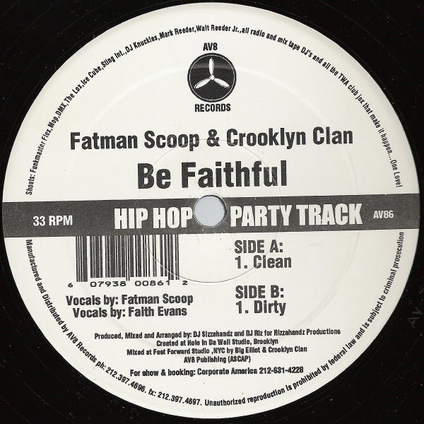Fatman Scoop & Crooklyn Clan - Be Faithful | AV8 Records (AV86)