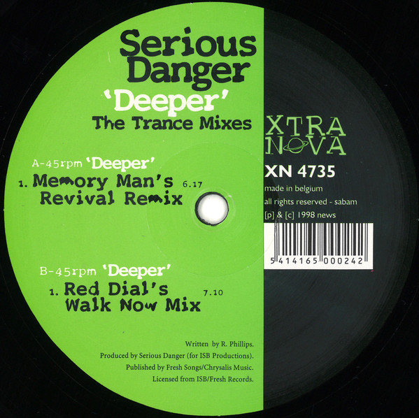 Serious Danger - Deeper (The Trance Mixes) | Xtra Nova (XN 4735)