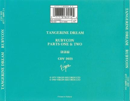 Tangerine Dream - Rubycon | Virgin (CDV 2025) - 2