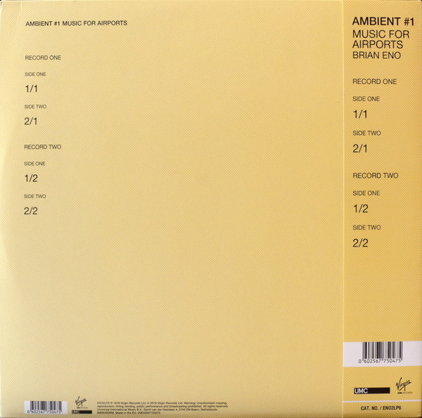 Brian Eno - Ambient 1 (Music For Airports) | Virgin EMI Records (ENO2LP6) - 2