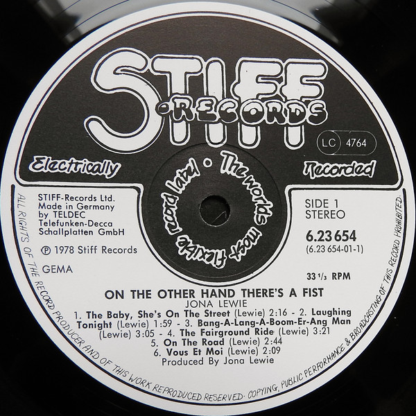 Jona Lewie - On The Other Hand There's A Fist | Stiff Records (SEEZ 8)