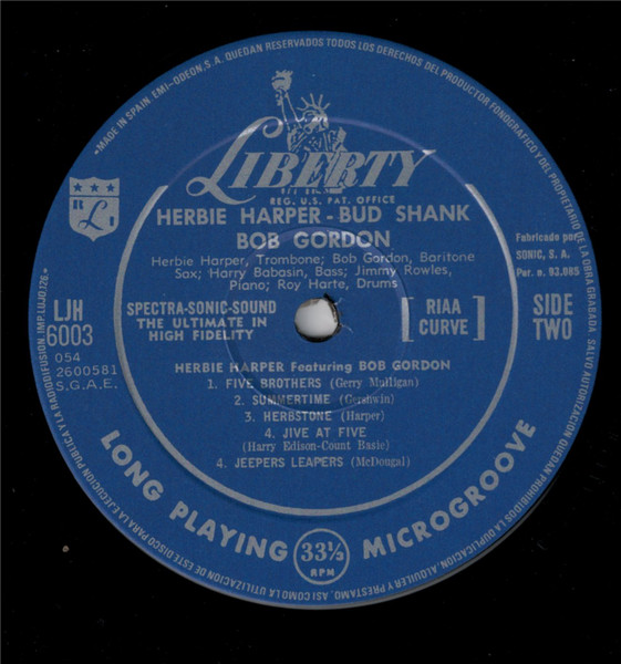 Herb Harper Featuring Bud Shank And Bob Gordon - Herbie Harper Featuring Bud Shank And Bob Gordon | Fresh Sound Records (054 2600581) - 4