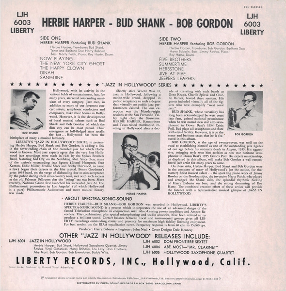 Herb Harper Featuring Bud Shank And Bob Gordon - Herbie Harper Featuring Bud Shank And Bob Gordon | Fresh Sound Records (054 2600581) - 2
