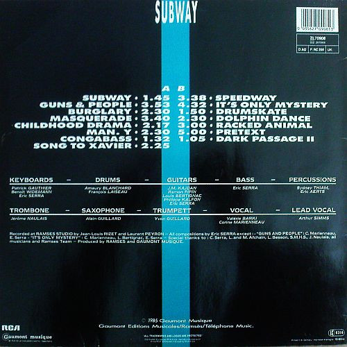 Eric Serra - Subway (Original Soundtrack From The Movie) | RCA (ZL 70908) - 2