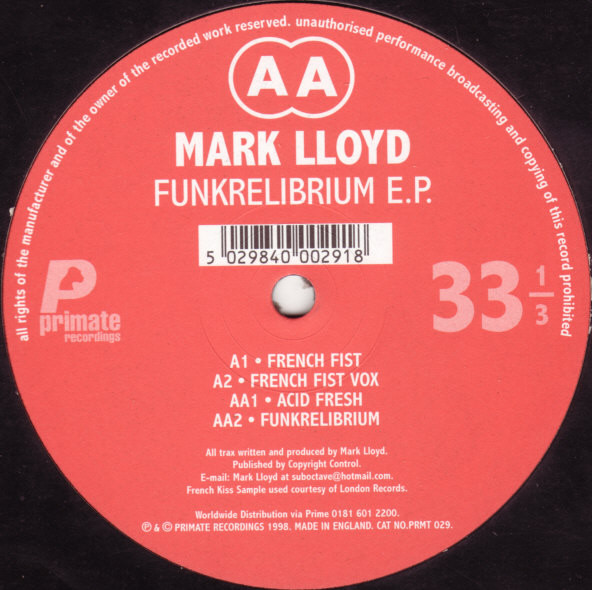 Mark Lloyd - Funkrelibrium E.P. | Primate Recordings (PRMT 029)