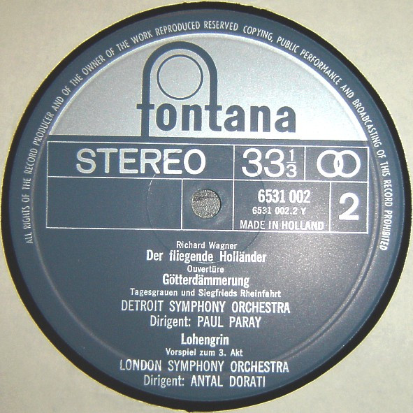 Richard Wagner , Antal Dorati , Paul Paray - Ouvertüre Und Vorspiele Zu Die Meistersinger Von Nürnberg, Der Fliegende Holländer, Götterdämmerung, Lohengrin | Fontana (6531 002) - 4
