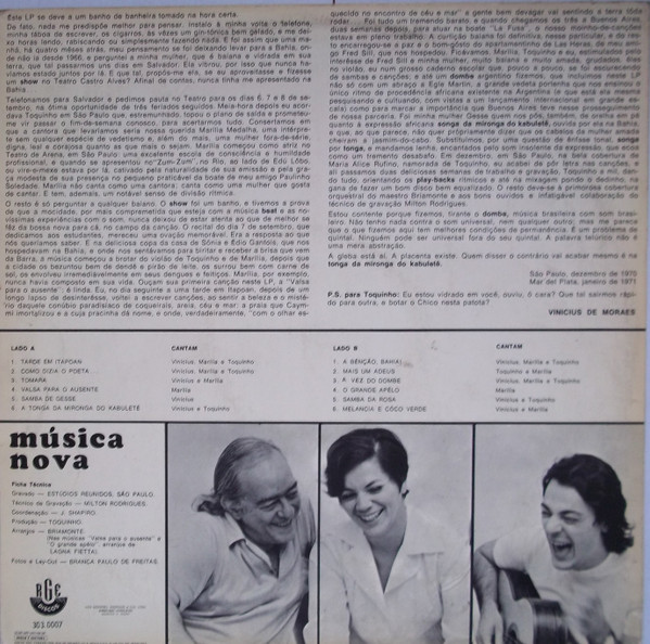 Vinicius , Marilia Medalha , Toquinho - Como Dizia O Poeta... | Discos RGE (303.0007) - 2