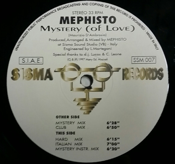 Mephisto - Mystery (Of Love) | Sisma Records (SSM 007)