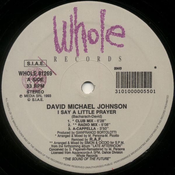 David Michael Johnson - I Say A Little Prayer | Whole Records (WHOLE 91269) - 3