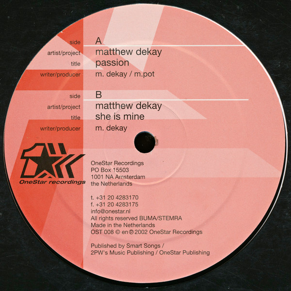 Matthew Dekay - Passion | OneStar Recordings (OST 008) - 2