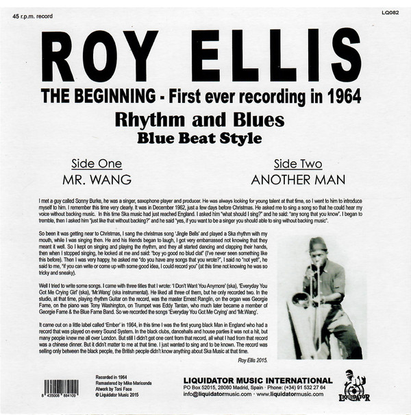 Roy Ellis - The Beginning - First Ever Recording In 1964 | Liquidator Music (LQ082)