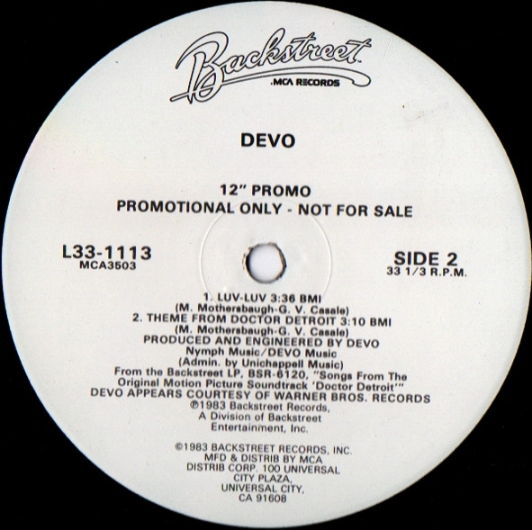 Devo - Theme From Doctor Detroit | Backstreet Records (L33-1113)