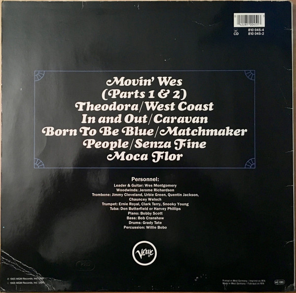 Wes Montgomery - Movin' Wes | Verve Records (810 045-1) - 2