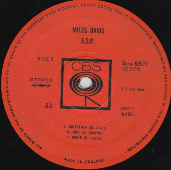 Miles Davis - E.S.P. | CBS (62577) - 4