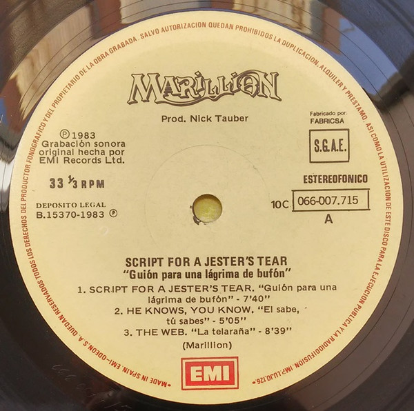 Marillion - Script For A Jester's Tear | EMI (10C 066-007715) - 3