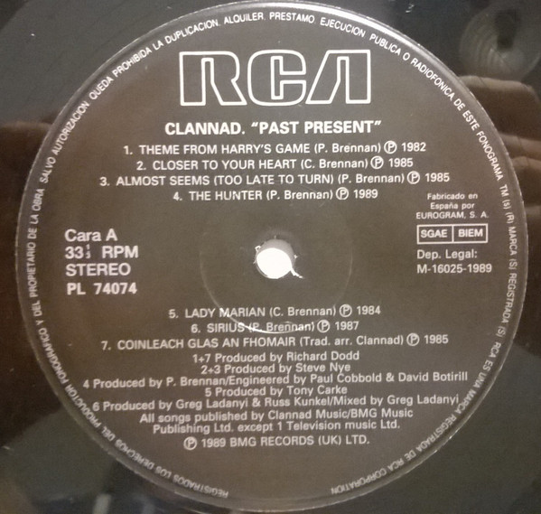 Clannad - Pastpresent | RCA (PL 74074) - 2