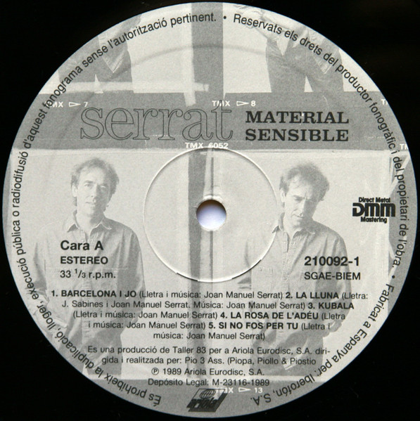 Joan Manuel Serrat - Material Sensible | Ariola (210092-1) - 3