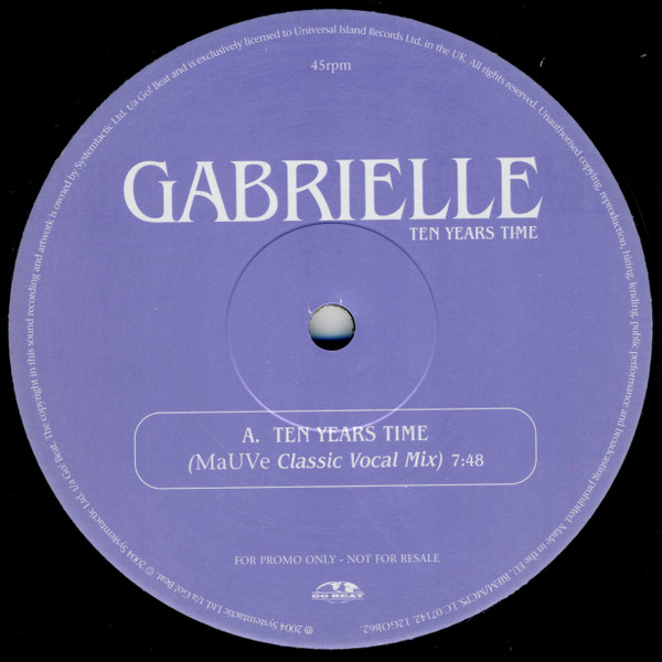 Gabrielle - Ten Years Time | Go! Beat (12 GOB 62) - 3