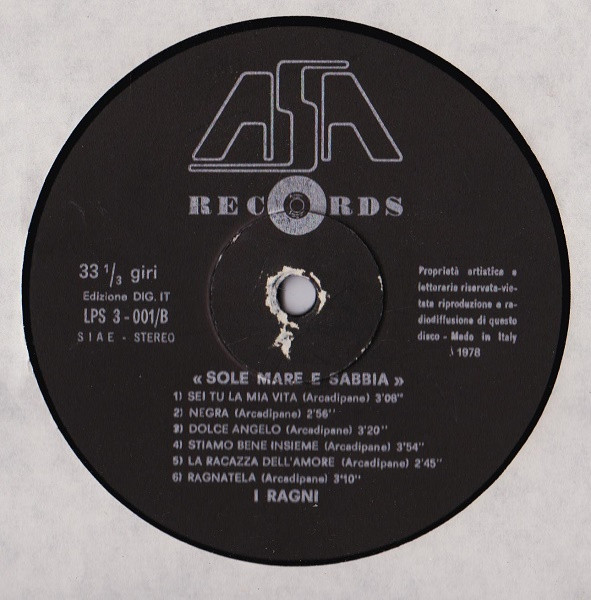 I Ragni - Sole Mare E Sabbia | Asa Records (LPS 3 - 001) - 4 I Ragni - Sole Mare E Sabbia | Asa Records (LPS 3 - 001) - 4
