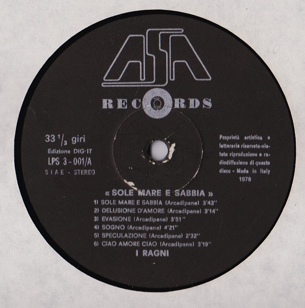I Ragni - Sole Mare E Sabbia | Asa Records (LPS 3 - 001) - 3 I Ragni - Sole Mare E Sabbia | Asa Records (LPS 3 - 001) - 3