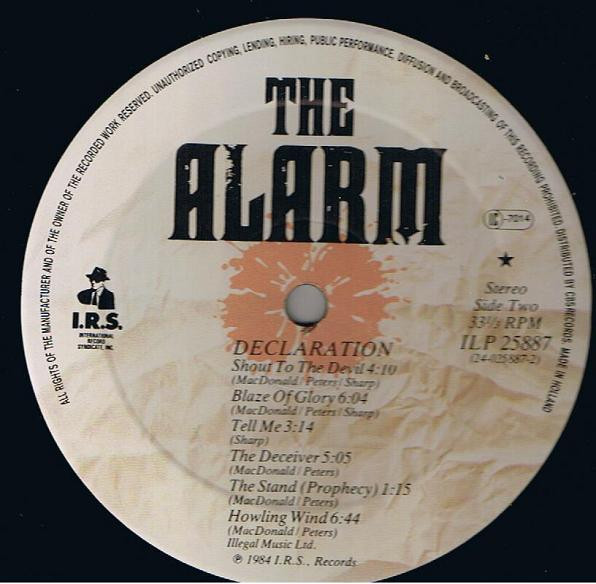 The Alarm - Declaration | I.R.S. Records (ILP 25887) - 4 The Alarm - Declaration | I.R.S. Records (ILP 25887) - 4