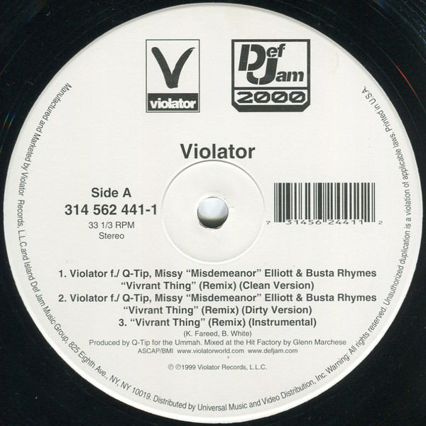 Violator Feat Q-Tip - Vivrant Thing (Remixes) | Violator (314 562 441-1) - 2 Violator Feat Q-Tip - Vivrant Thing (Remixes) | Violator (314 562 441-1) - 2
