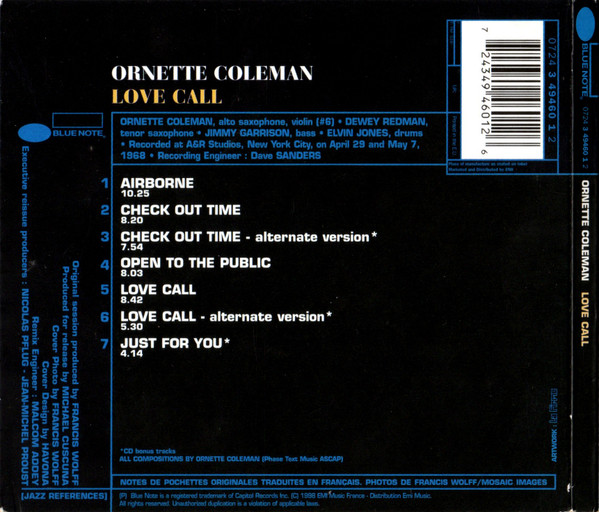 Ornette Coleman - Love Call | Blue Note (0724 3 49460 1 2) - 2