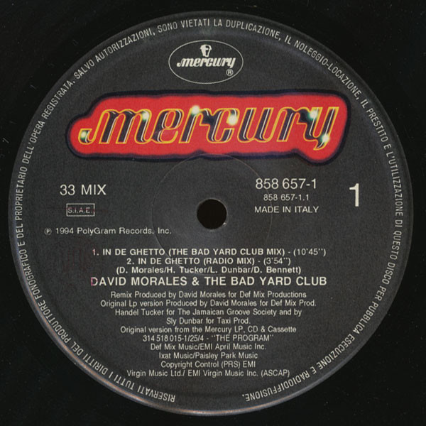 David Morales & The Bad Yard Club - In De Ghetto | Mercury (858 657-1) - main